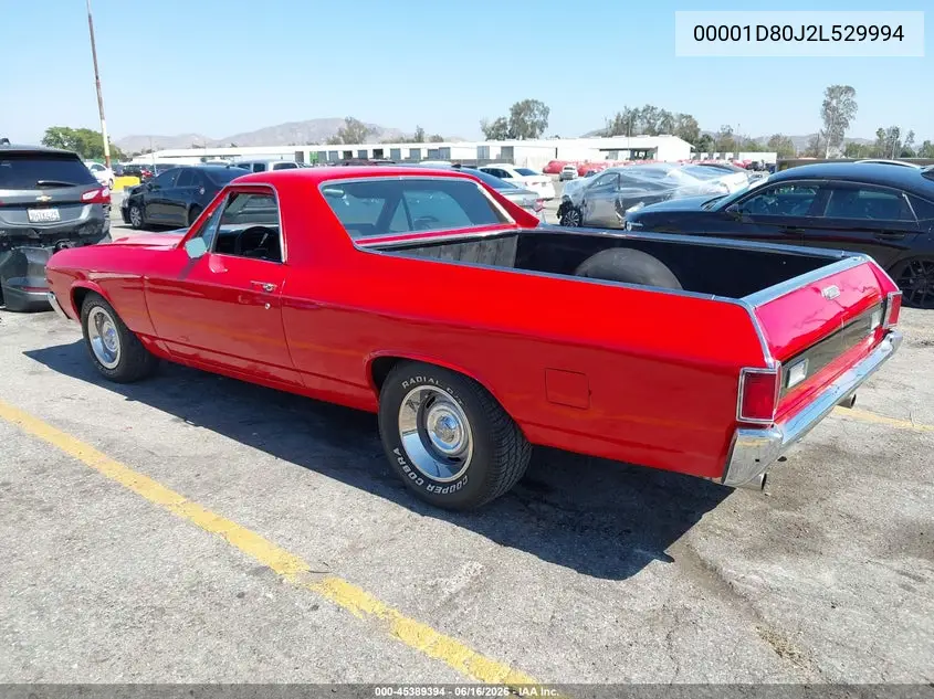 1972 Chevrolet El Camino VIN: 00001D80J2L529994 Lot: 45389394