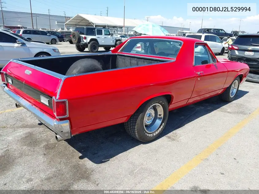 1972 Chevrolet El Camino VIN: 00001D80J2L529994 Lot: 45389394