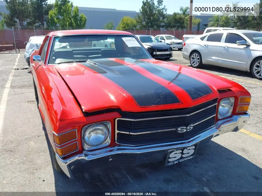 1972 Chevrolet El Camino VIN: 00001D80J2L529994 Lot: 45389394