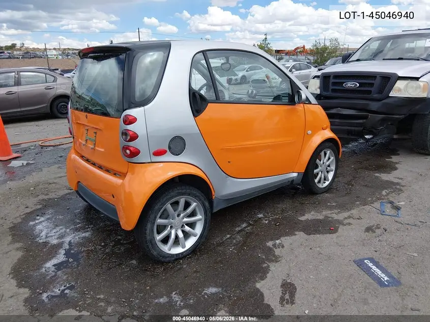 2005 Smart Fortwo VIN: WME4503321J243326 Lot: 45046940