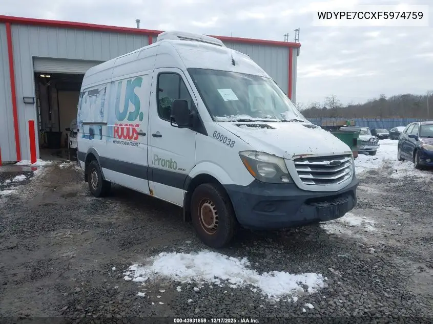 WDYPE7CCXF5974759 2015 Freightliner Sprinter 2500 Normal Roof