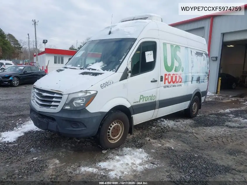WDYPE7CCXF5974759 2015 Freightliner Sprinter 2500 Normal Roof