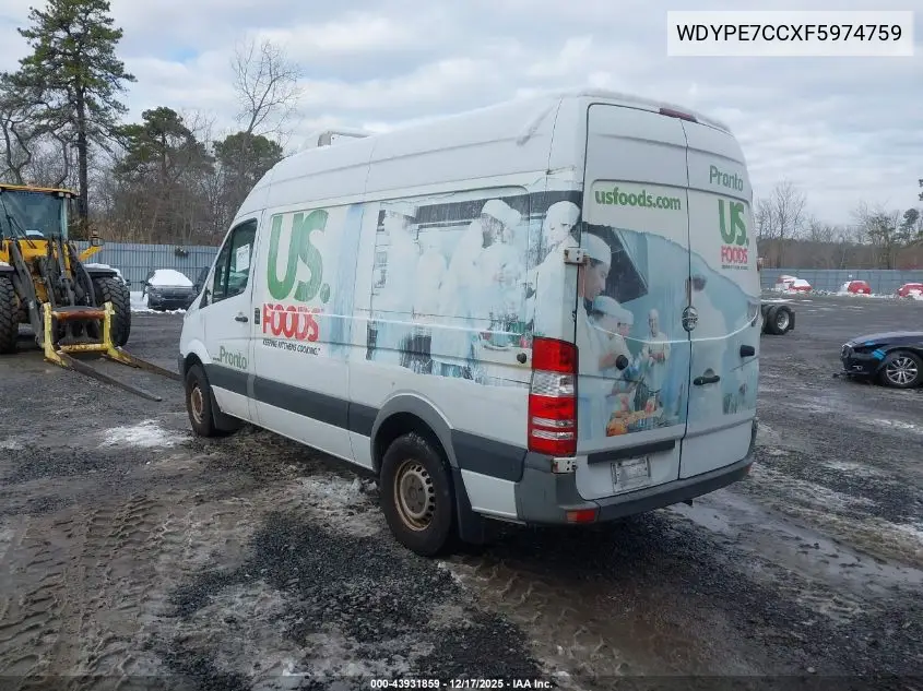 WDYPE7CCXF5974759 2015 Freightliner Sprinter 2500 Normal Roof
