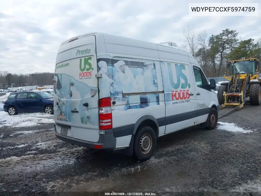 WDYPE7CCXF5974759 2015 Freightliner Sprinter 2500 Normal Roof