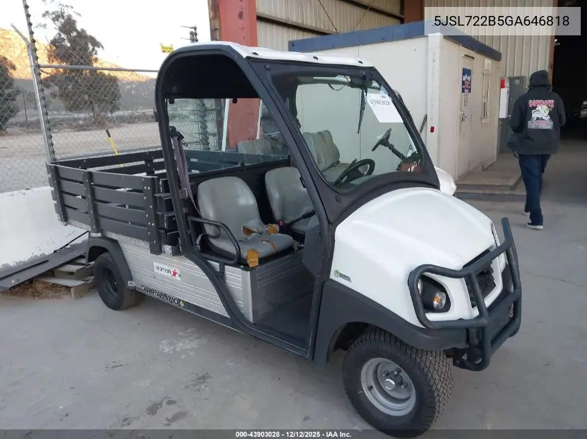 5JSL722B5GA646818 2016 Club Car Carryall 710Lsv