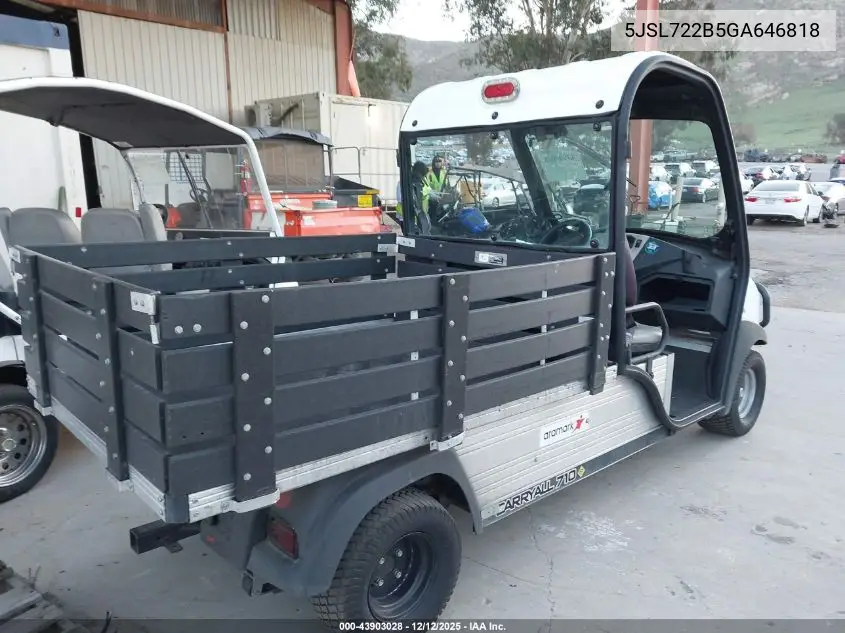 5JSL722B5GA646818 2016 Club Car Carryall 710Lsv