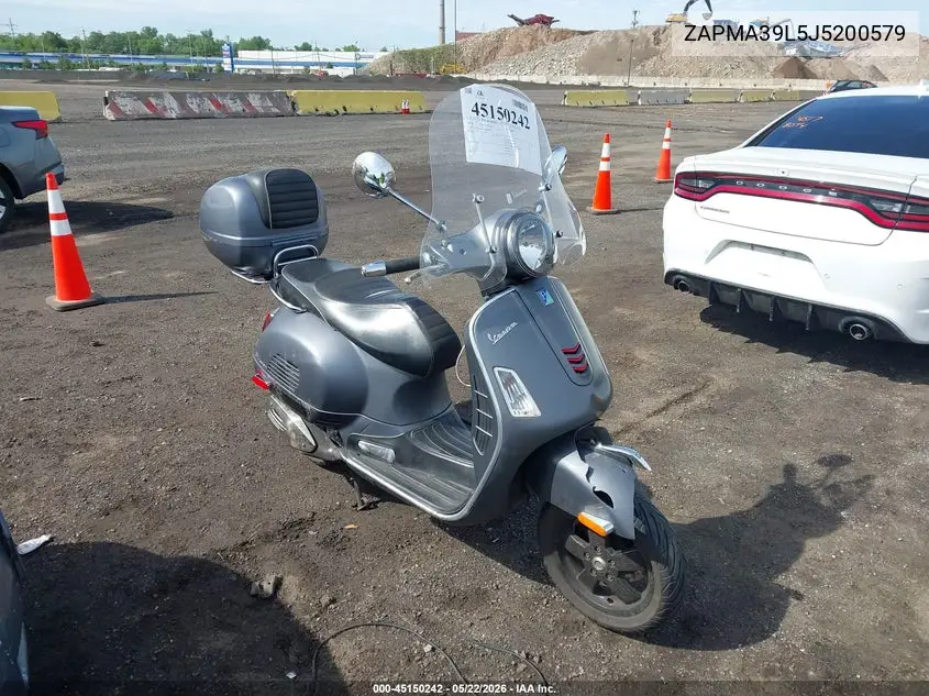 2018 Vespa Gts/Sei Giorni VIN: ZAPMA39L5J5200579 Lot: 45150242