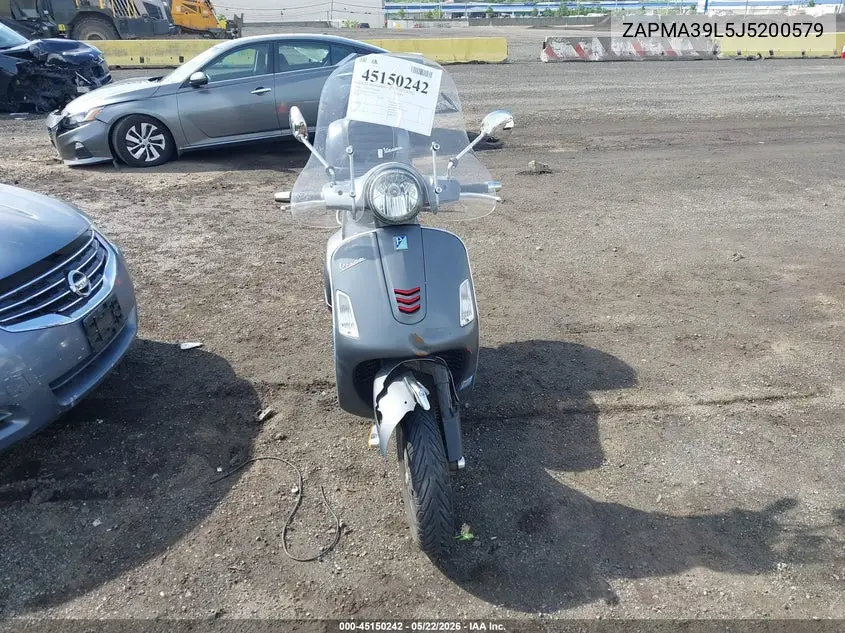 2018 Vespa Gts/Sei Giorni VIN: ZAPMA39L5J5200579 Lot: 45150242