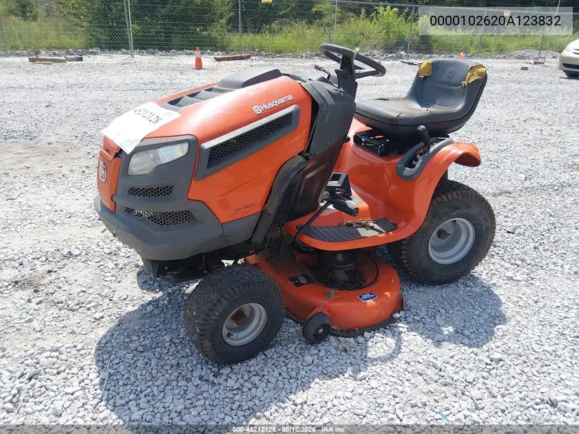2018 Husqvarna Yth18542 Riding Lawnmower VIN: 102620A123832 Lot: 45212128
