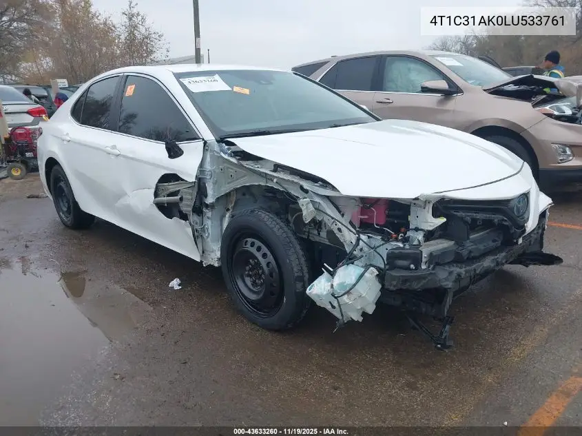 4T1C31AK0LU533761 2020 Toyota Camry Le Hybrid
