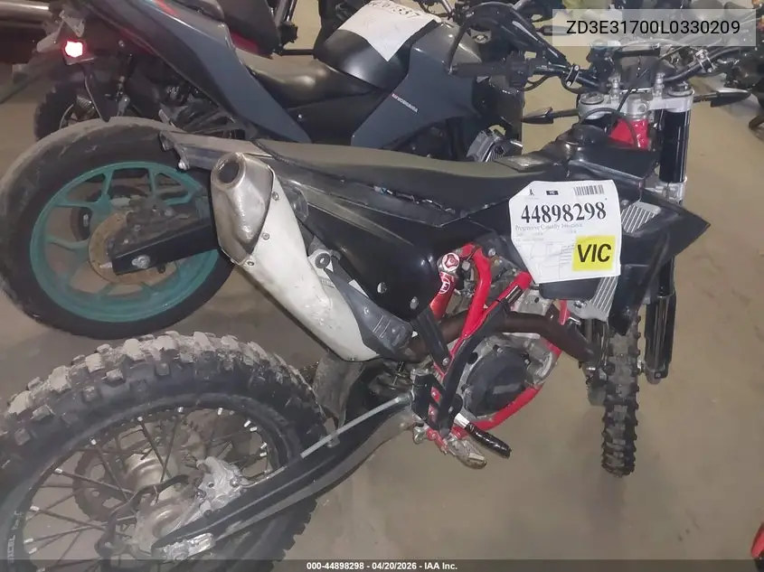 2020 Beta 450 Rr-S VIN: ZD3E31700L0330209 Lot: 44898298