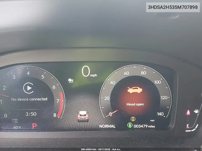 2025 Acura Adx A-Spec VIN: 3HDSA2H53SM707898 Lot: 45081444