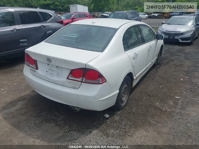 2010 Acura Csx Technology VIN: 2HHFD5F78AH200540 Lot: 12642045
