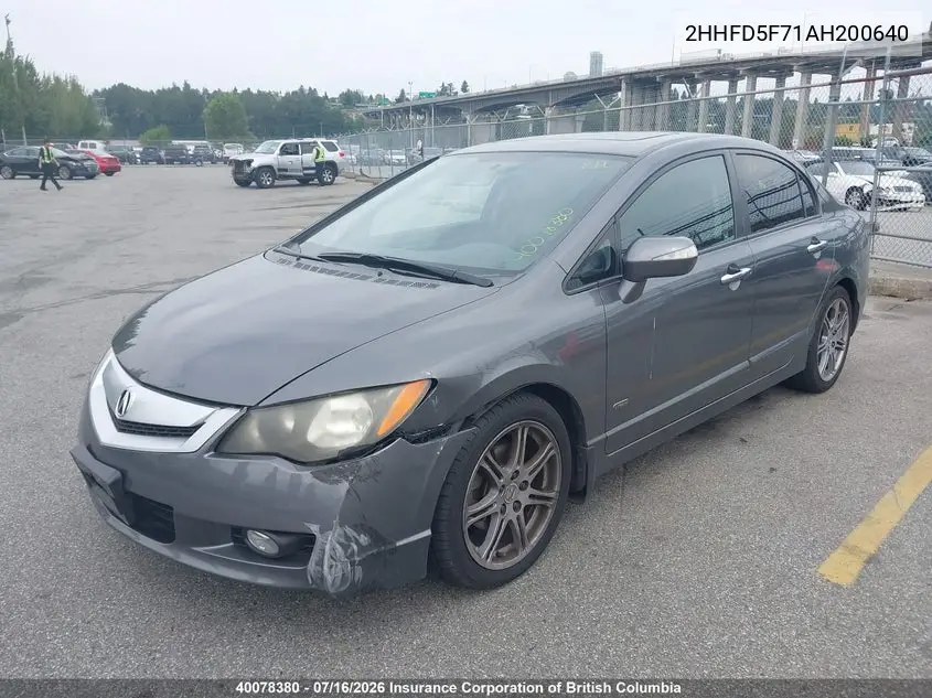 2010 Acura Csx VIN: 2HHFD5F71AH200640 Lot: 40078380