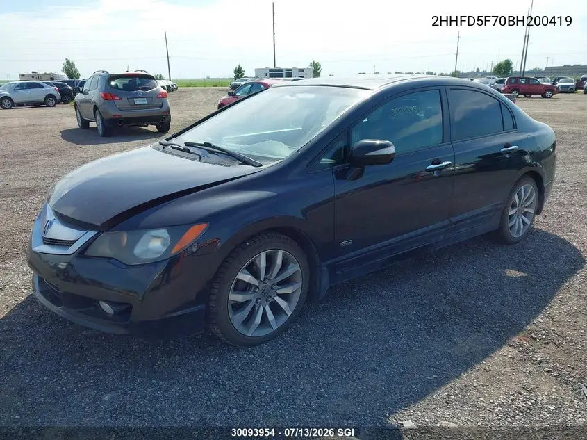 2011 Acura Csx Technology VIN: 2HHFD5F70BH200419 Lot: 30093954