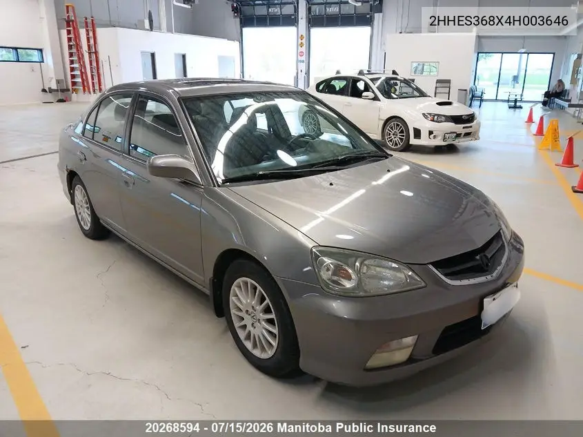 2004 Acura 1.7El VIN: 2HHES368X4H003646 Lot: 20268594