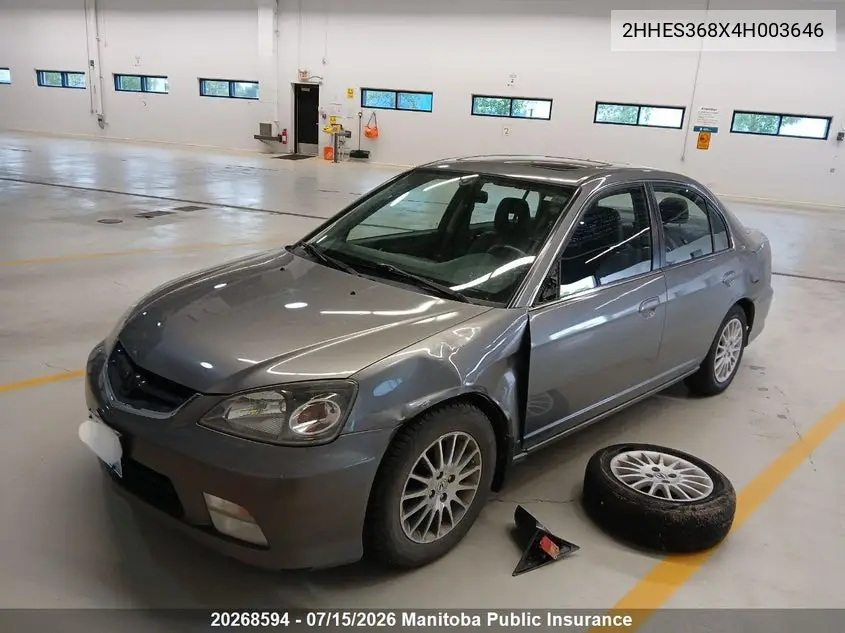 2004 Acura 1.7El VIN: 2HHES368X4H003646 Lot: 20268594