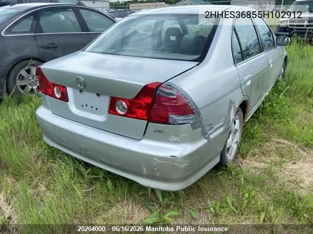 2005 Acura El Premium VIN: 2HHES36855H102912 Lot: 20264000
