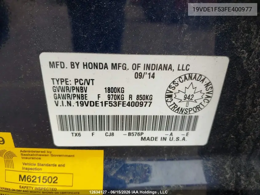 2015 Acura Ilx 20 Premium VIN: 19VDE1F53FE400977 Lot: 12634127