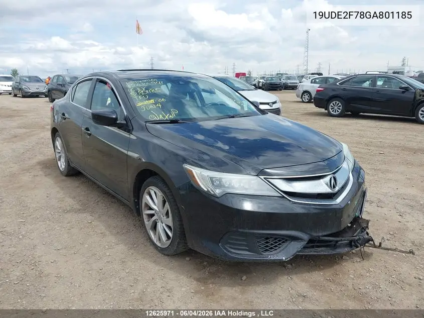 2016 Acura Ilx Premium Package/Tech Package VIN: 19UDE2F78GA801185 Lot: 12625971