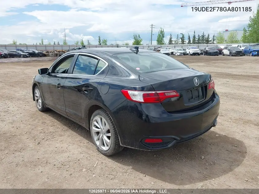 2016 Acura Ilx Premium Package/Tech Package VIN: 19UDE2F78GA801185 Lot: 12625971