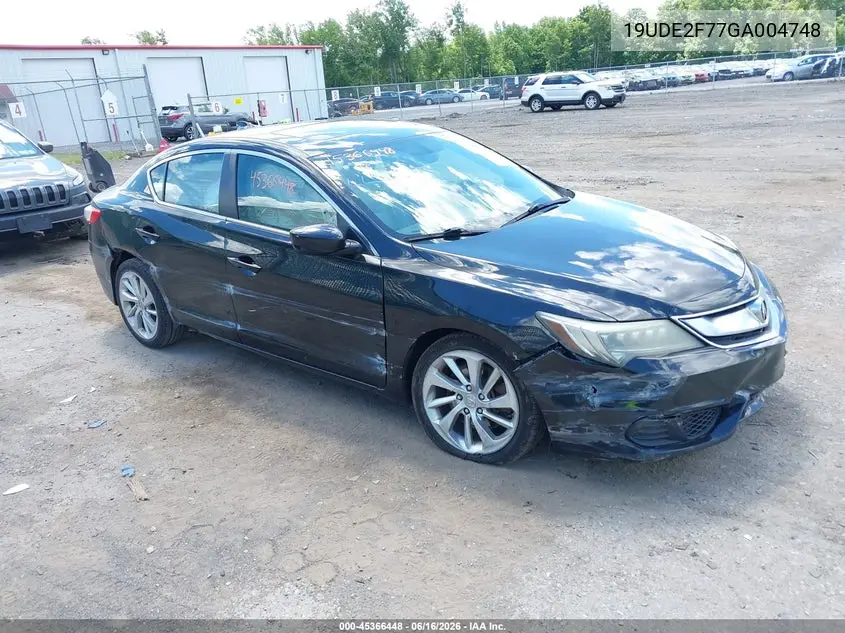 2016 Acura Ilx Premium Package/Technology Plus Package VIN: 19UDE2F77GA004748 Lot: 45366448