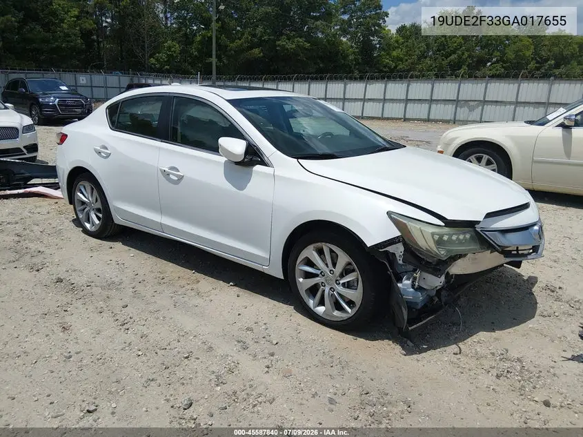 2016 Acura Ilx 2.4L/Acurawatch Plus Package VIN: 19UDE2F33GA017655 Lot: 45587840