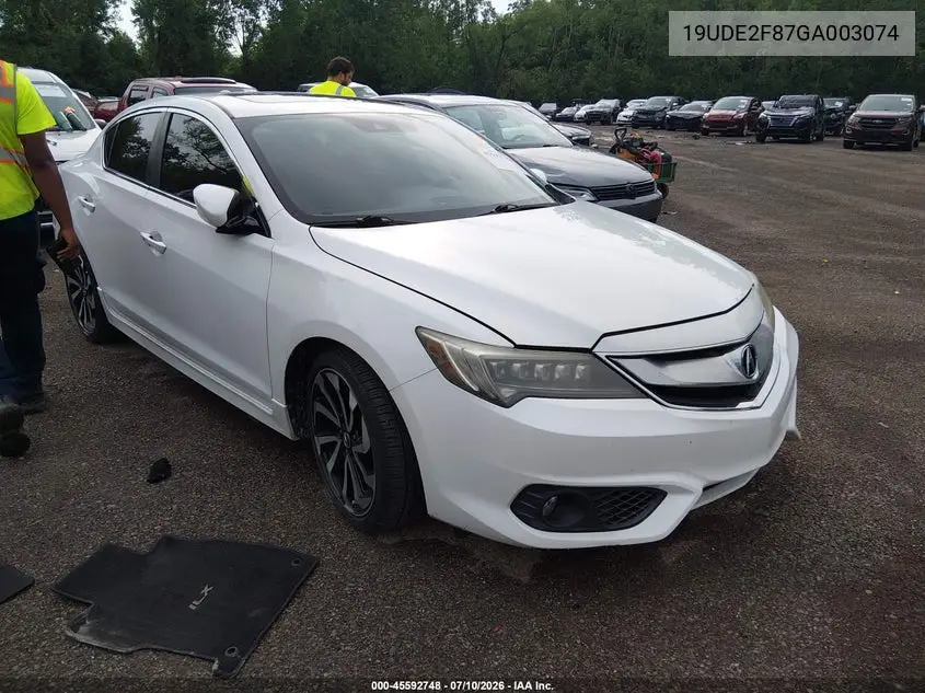 2016 Acura Ilx Premium A-Spec Packages/Technology Plus A-Spec Packages VIN: 19UDE2F87GA003074 Lot: 45592748