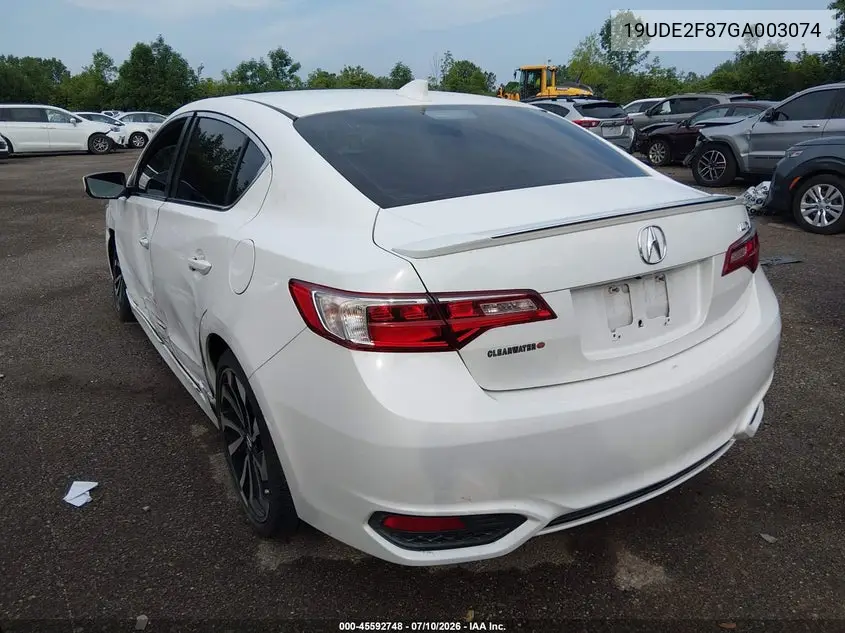 2016 Acura Ilx Premium A-Spec Packages/Technology Plus A-Spec Packages VIN: 19UDE2F87GA003074 Lot: 45592748