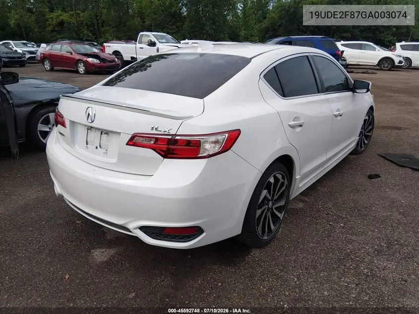 2016 Acura Ilx Premium A-Spec Packages/Technology Plus A-Spec Packages VIN: 19UDE2F87GA003074 Lot: 45592748