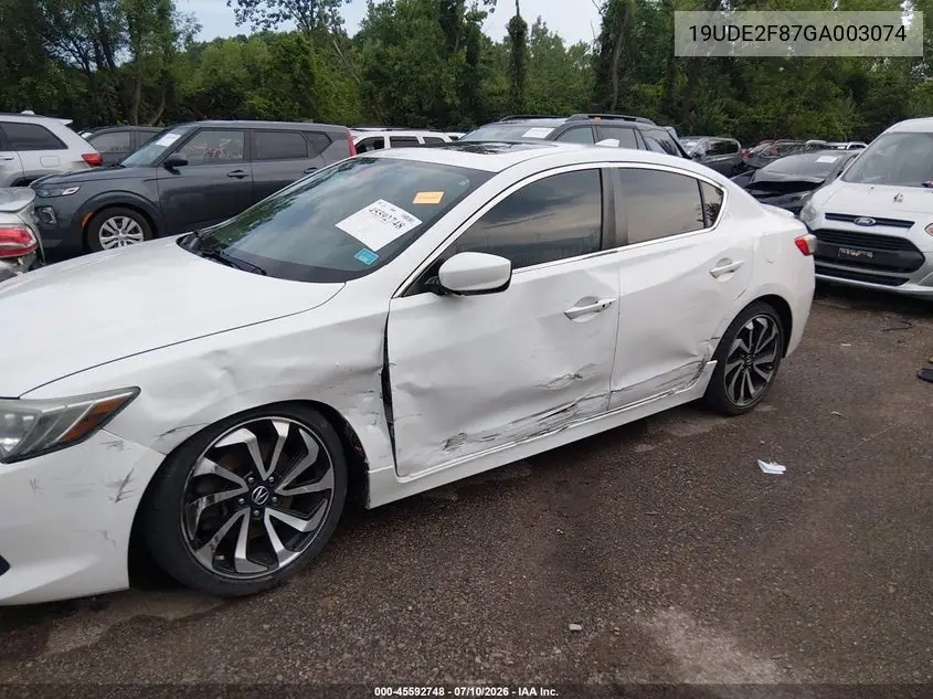 2016 Acura Ilx Premium A-Spec Packages/Technology Plus A-Spec Packages VIN: 19UDE2F87GA003074 Lot: 45592748