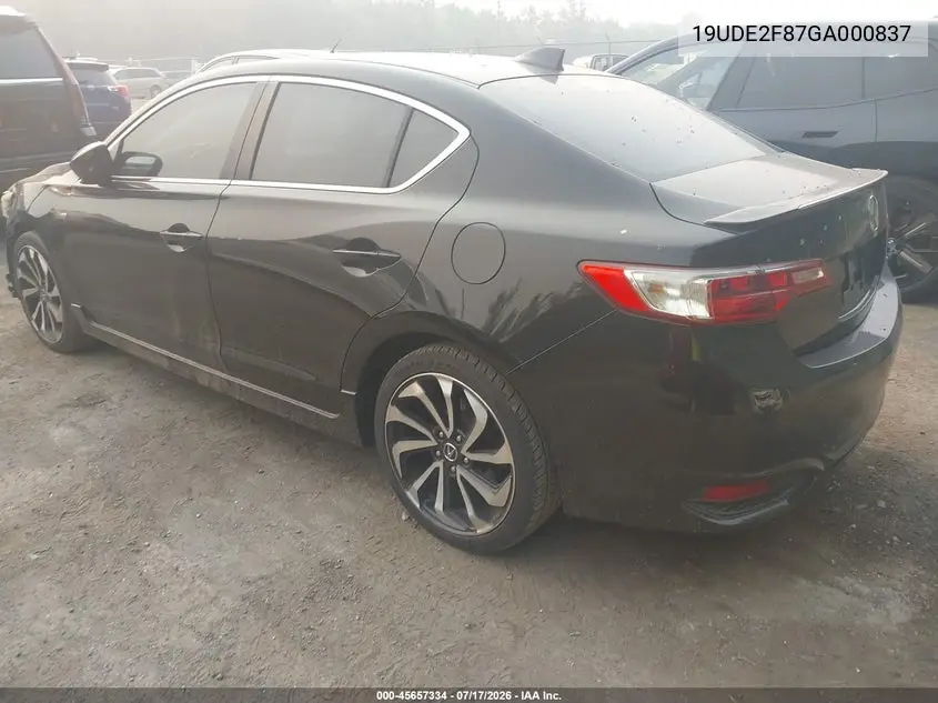 2016 Acura Ilx Premium A-Spec Packages/Technology Plus A-Spec Packages VIN: 19UDE2F87GA000837 Lot: 45657334