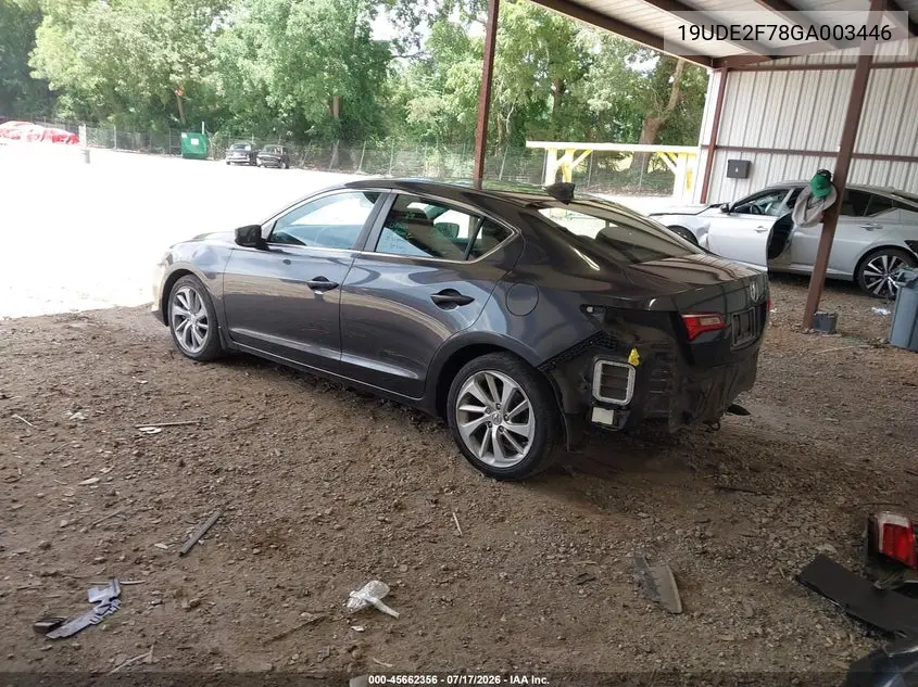 2016 Acura Ilx Premium Package/Technology Plus Package VIN: 19UDE2F78GA003446 Lot: 45662356