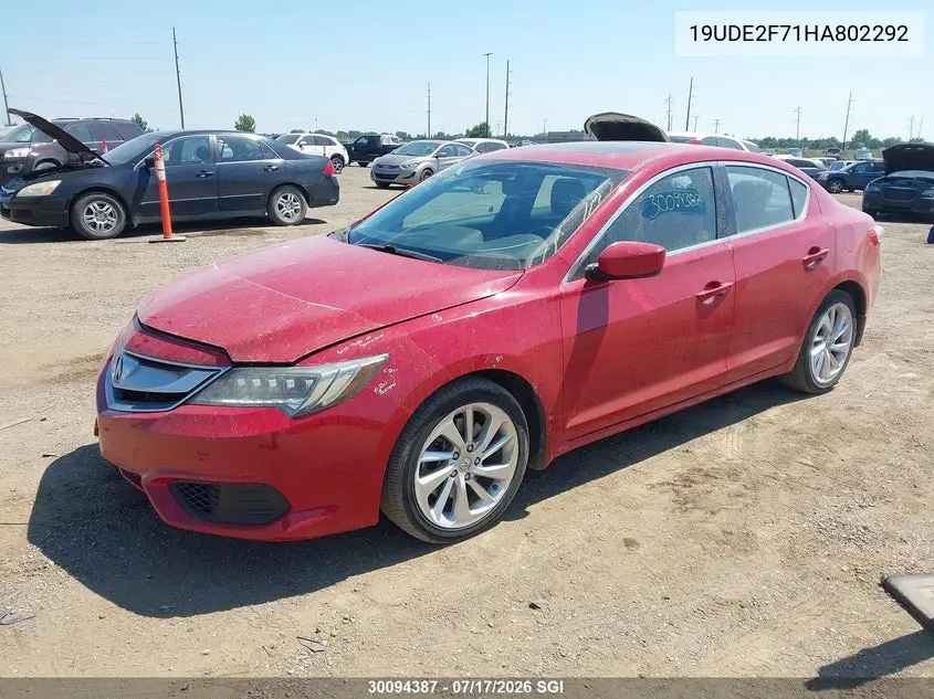 2017 Acura Ilx Premium/Technology VIN: 19UDE2F71HA802292 Lot: 30094387