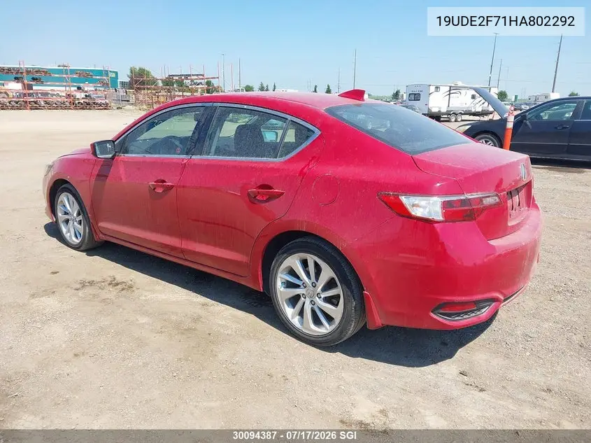 2017 Acura Ilx Premium/Technology VIN: 19UDE2F71HA802292 Lot: 30094387