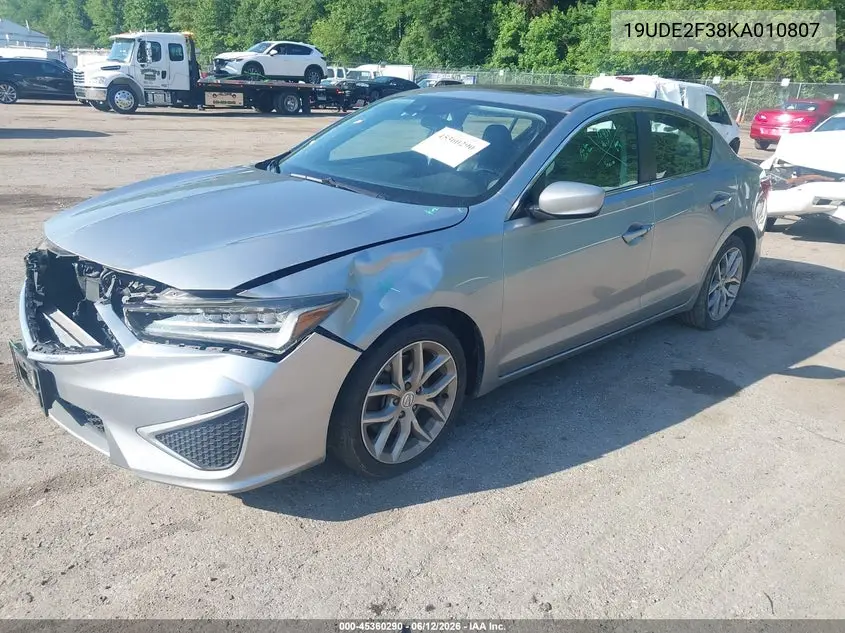 2019 Acura Ilx Standard VIN: 19UDE2F38KA010807 Lot: 45360290