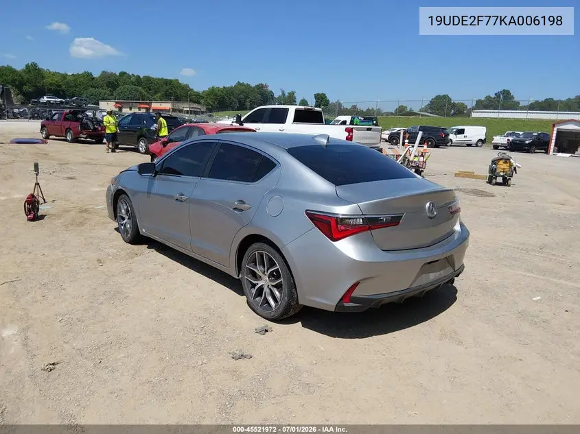 2019 Acura Ilx Premium Package/Technology Package VIN: 19UDE2F77KA006198 Lot: 45521972