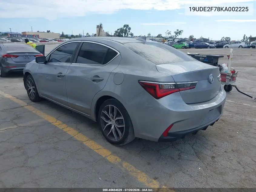 2019 Acura Ilx Premium Package/Technology Package VIN: 19UDE2F78KA002225 Lot: 45684529