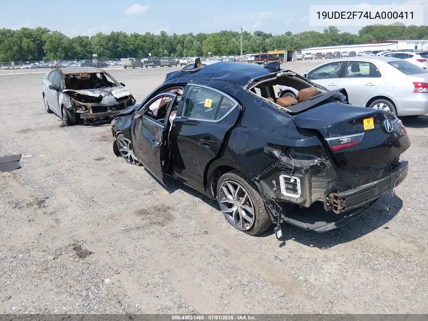 2020 Acura Ilx Premium Package/Technology Package VIN: 19UDE2F74LA000411 Lot: 45531468