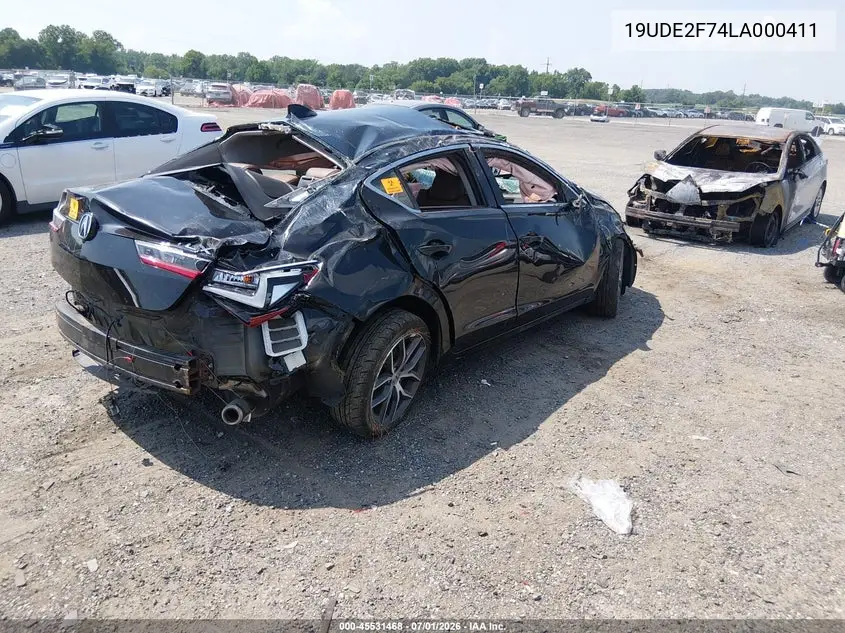 2020 Acura Ilx Premium Package/Technology Package VIN: 19UDE2F74LA000411 Lot: 45531468