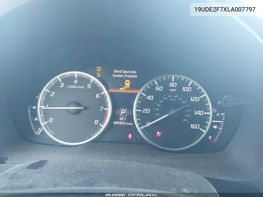2020 Acura Ilx Premium Package/Technology Package VIN: 19UDE2F7XLA007797 Lot: 45558460