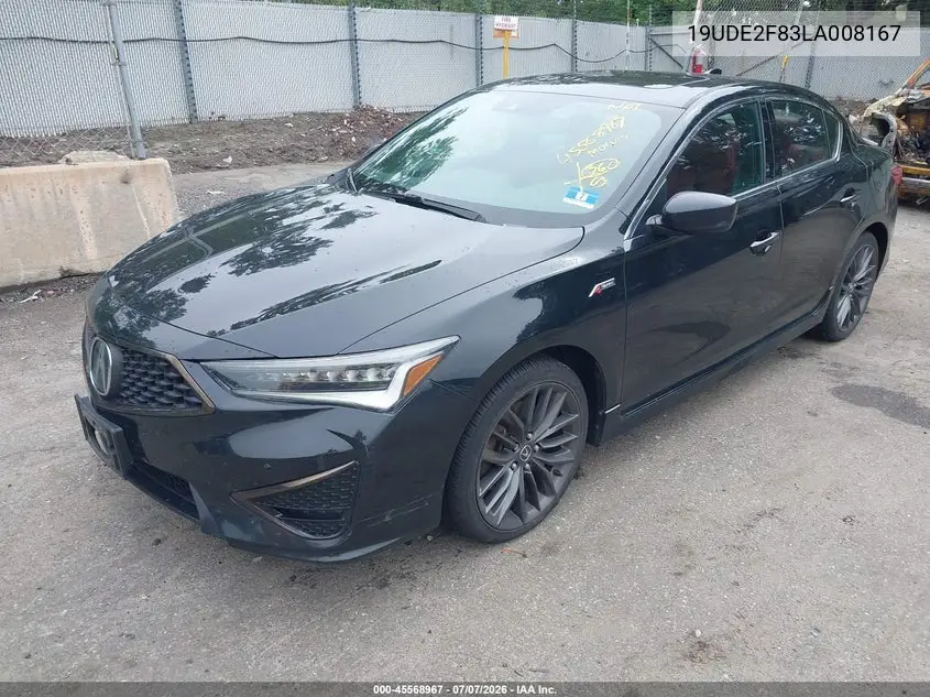 2020 Acura Ilx Premium A-Spec Packages/Technology A-Spec Packages VIN: 19UDE2F83LA008167 Lot: 45568967
