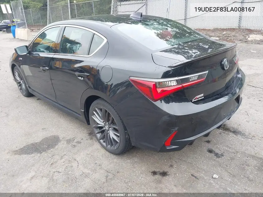 2020 Acura Ilx Premium A-Spec Packages/Technology A-Spec Packages VIN: 19UDE2F83LA008167 Lot: 45568967