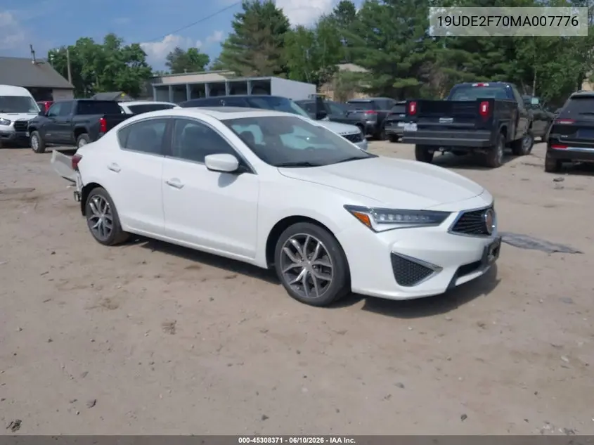 2021 Acura Ilx Premium Package/Technology Package VIN: 19UDE2F70MA007776 Lot: 45308371