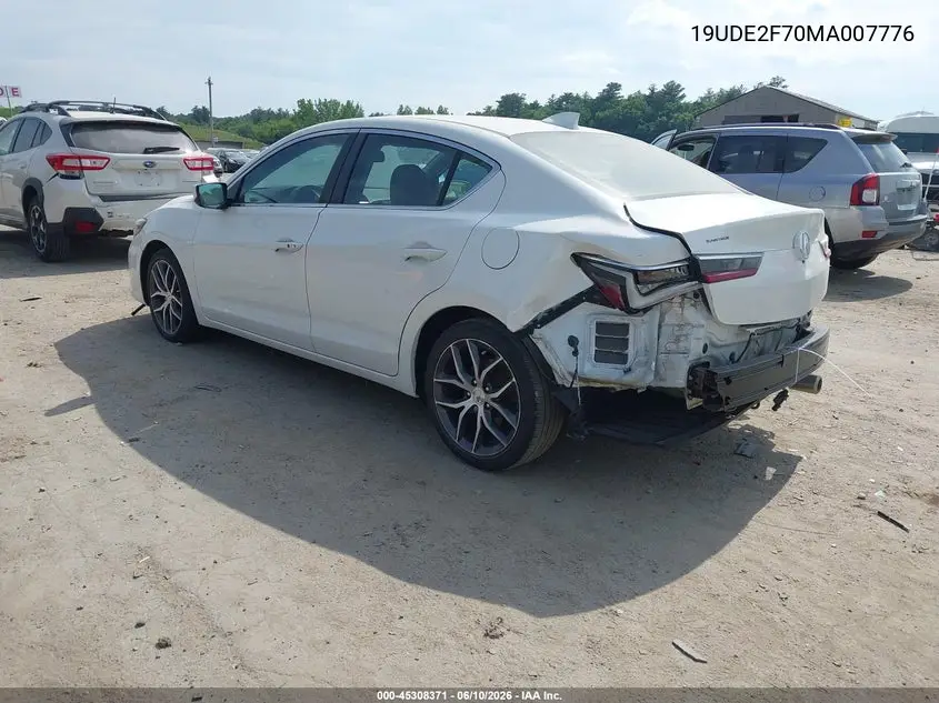 2021 Acura Ilx Premium Package/Technology Package VIN: 19UDE2F70MA007776 Lot: 45308371