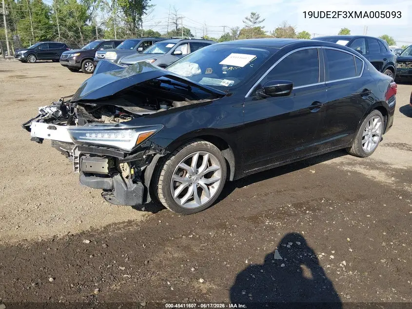 2021 Acura Ilx Standard VIN: 19UDE2F3XMA005093 Lot: 45411607