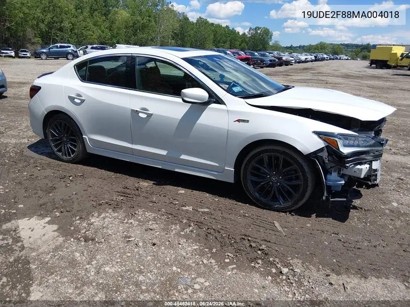 2021 Acura Ilx Premium A-Spec Packages/Technology A-Spec Packages VIN: 19UDE2F88MA004018 Lot: 45462418