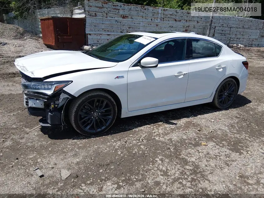 2021 Acura Ilx Premium A-Spec Packages/Technology A-Spec Packages VIN: 19UDE2F88MA004018 Lot: 45462418