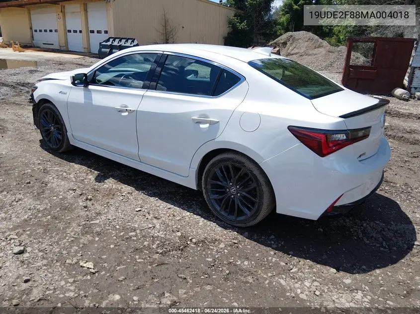 2021 Acura Ilx Premium A-Spec Packages/Technology A-Spec Packages VIN: 19UDE2F88MA004018 Lot: 45462418