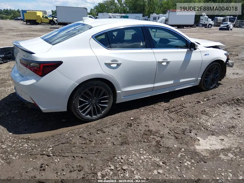 2021 Acura Ilx Premium A-Spec Packages/Technology A-Spec Packages VIN: 19UDE2F88MA004018 Lot: 45462418